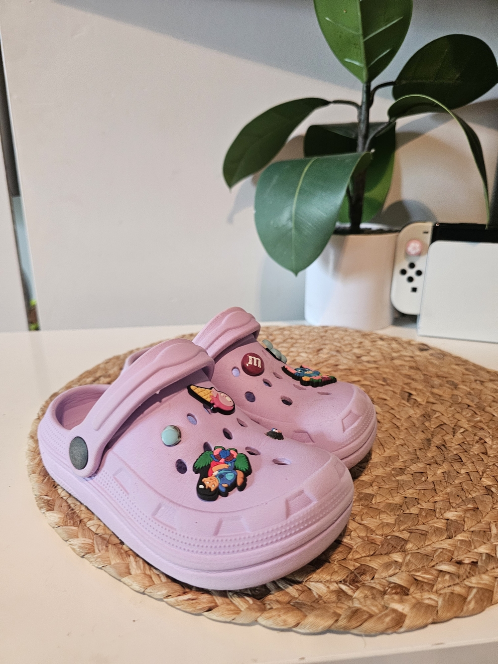 Kids Pink Clog Sandals with Decorative Charms